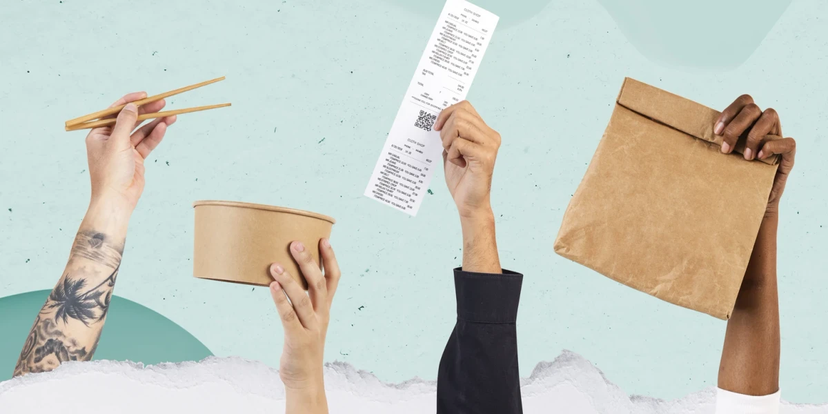 Close-up of organized business receipts and tax forms
