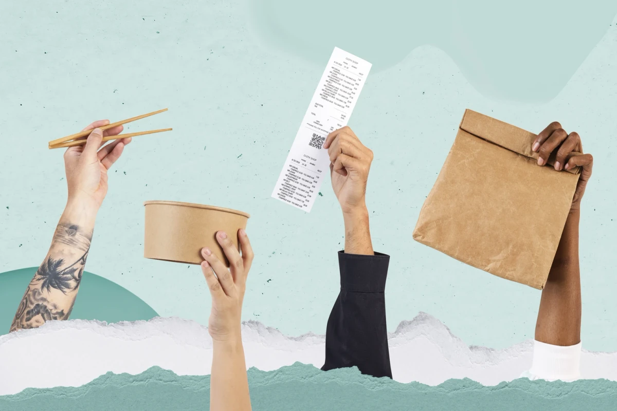 Close-up of organized business receipts and tax forms