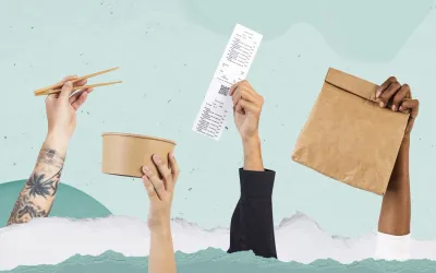 Close-up of organized business receipts and tax forms