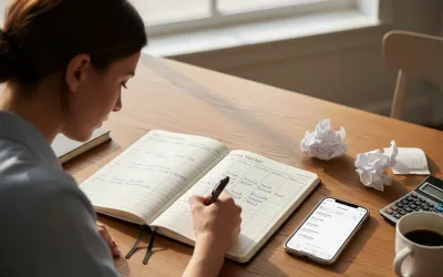 free invoice tracker notebook for small business with receipts and a phone