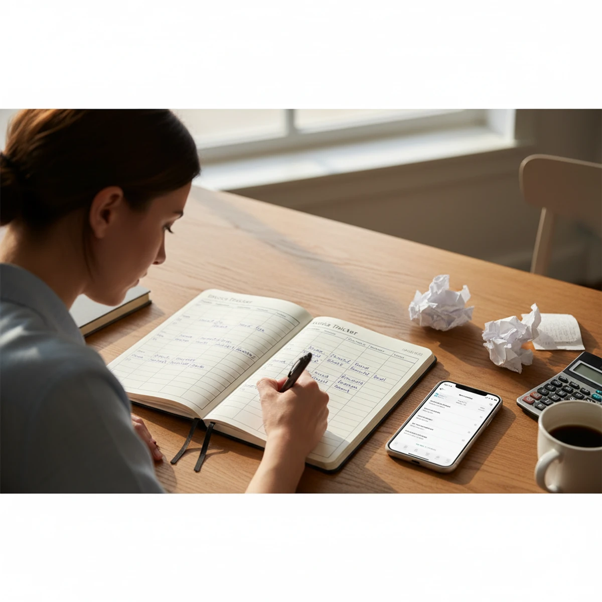 free invoice tracker notebook for small business with receipts and a phone