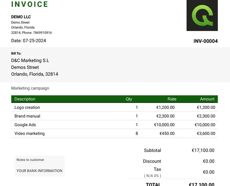 Quickadmin Invoice Generator