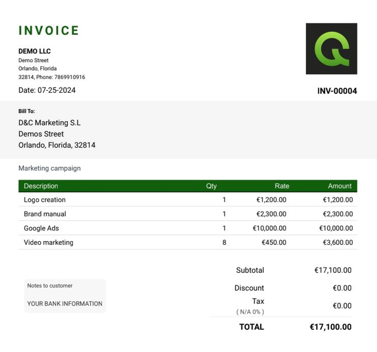 Quickadmin Invoice Generator