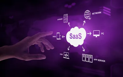 3D-hand-manipulating-vector-over-software-as-a-service-with-purple-background