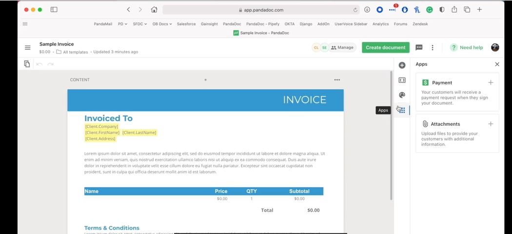 Panda invoice example