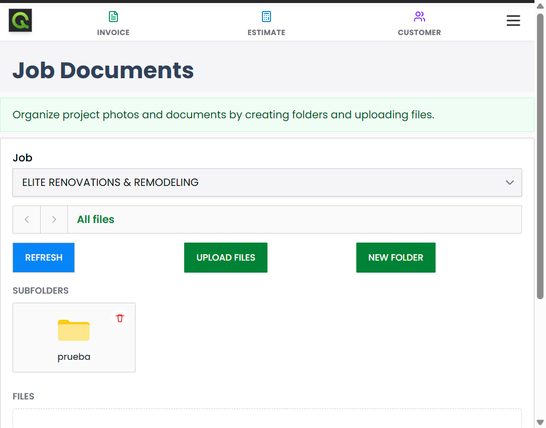 QuickAdmin job documents