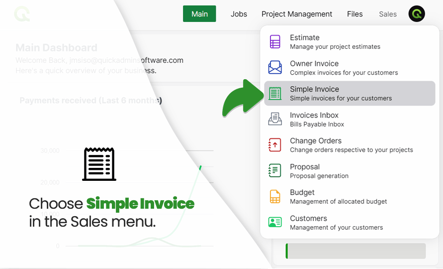 quickadmin-app-interface-for-step-one-creating-a-simple-invoice